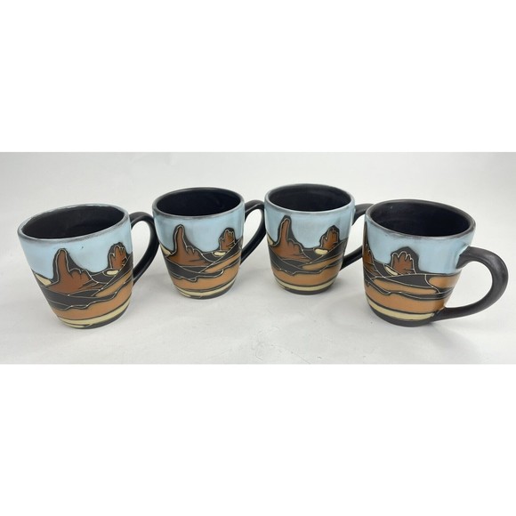 Tabletops Gallery Hand Painted SOUTHWEST Mug Set Of 4 - Picture 1 of 16